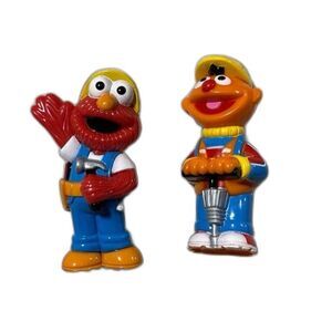 Vintage Elmo & Ernie Construction Worker Figures